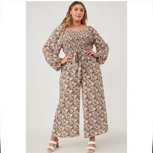 Hayden Floral Smocked Jumpsuit 1X
